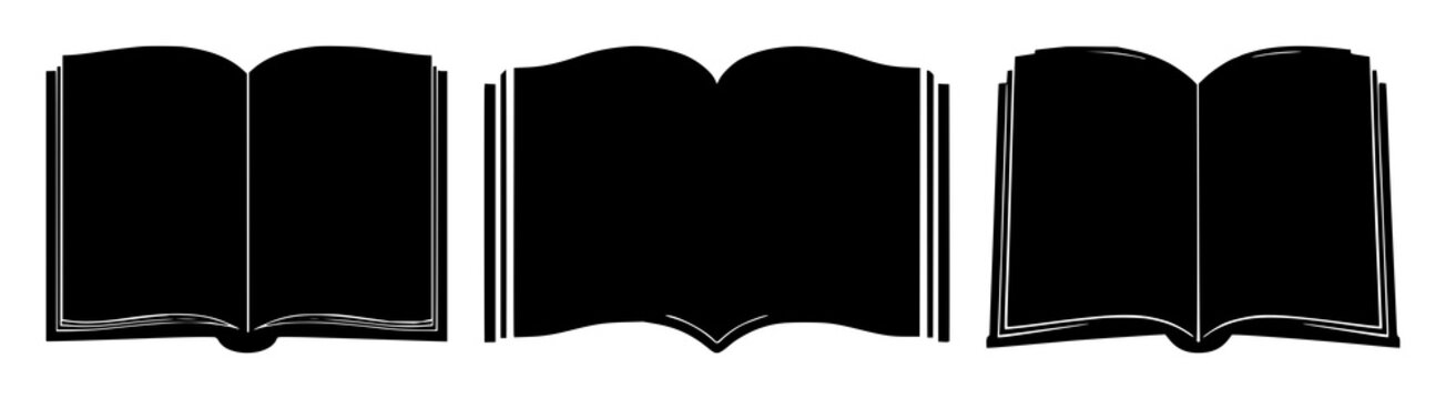 Large Language Model Book set with solid black icon on white background featuring book, AI, icon with vector and illustration