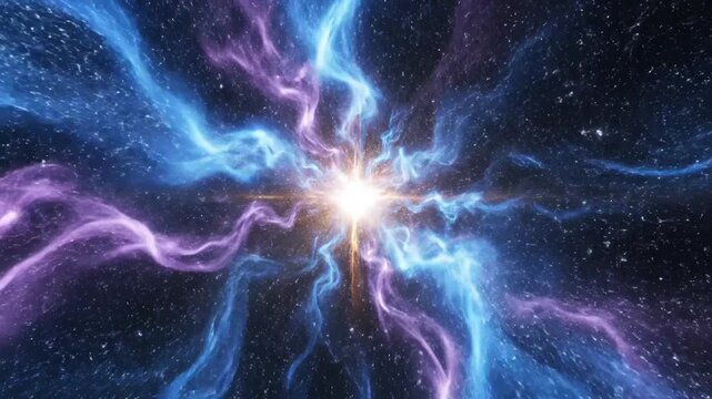 Cosmic explosion in space symbolizing conceptual art and dynamic energy
