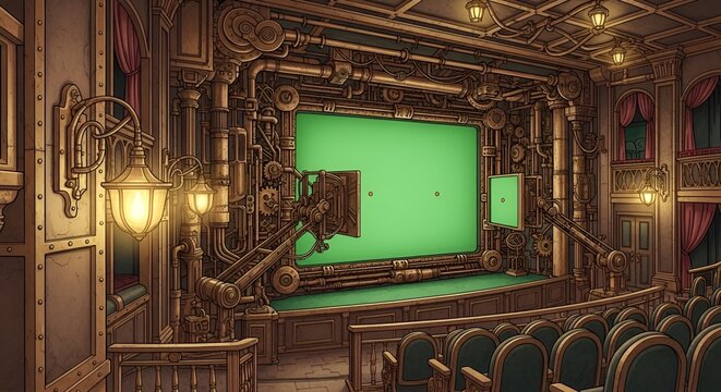 Luxurious vintage theater interior with seats.