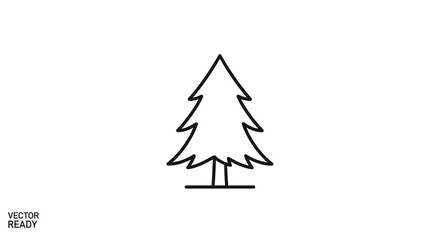 Fototapeta premium Simple line art icon of a pine tree, minimalist vector graphic for nature and forest themes
