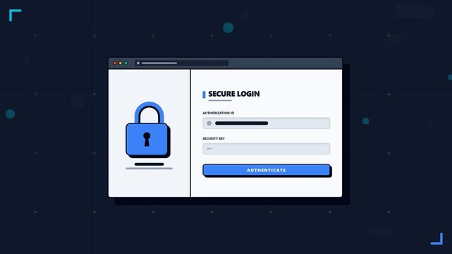 Secure Login Page Interface Animation with Padlock Icon for Cyber Security and Data Privacy Protection Concept