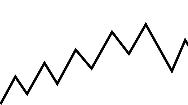 Dark zigzag line with arrow showing upward growth trend, perfect for business visuals, finance data, and modern tech overlays alpha channel
