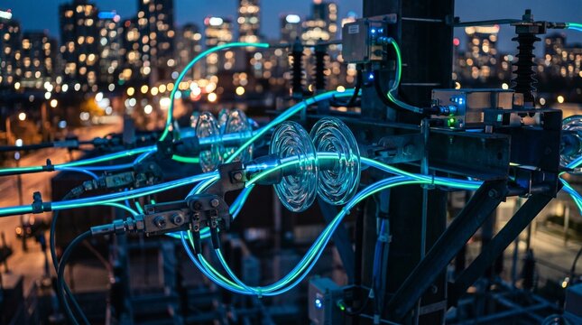 Smart Grid Technology with Glowing Fiber Optics and High Tech Components