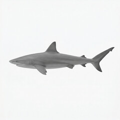 Fototapeta premium Gray shark swimming in water with streamlined body and fins 