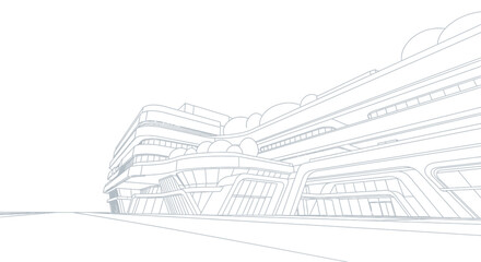 Modern Architectural Sketch of a Futuristic Building Exterior