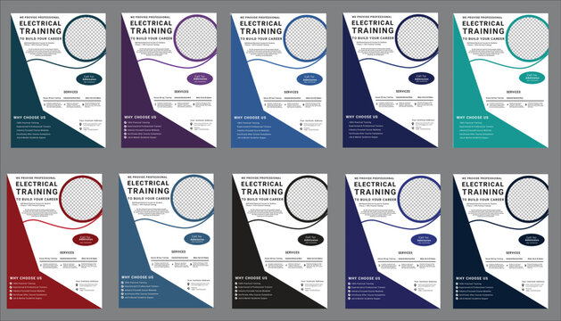 set of colorful business training brochures vector illustration