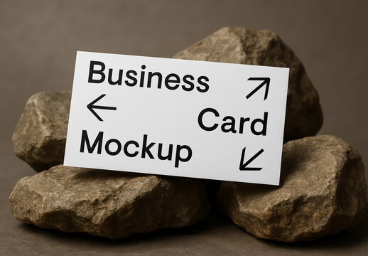Business Card on Rock Mockup
