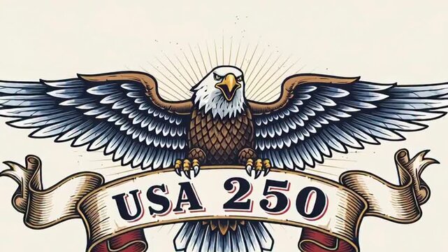 American Bald Eagle Illustration with USA 250 Banner