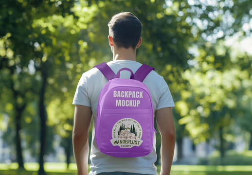 Backpack in Park Mockup