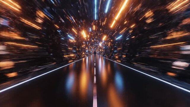 Abstract glowing light tunnel symbolizing conceptual art and dynamic energy