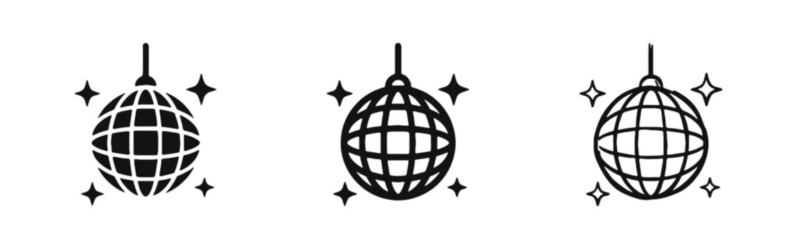 Disco Ball Party and Nightclub Celebration Icons