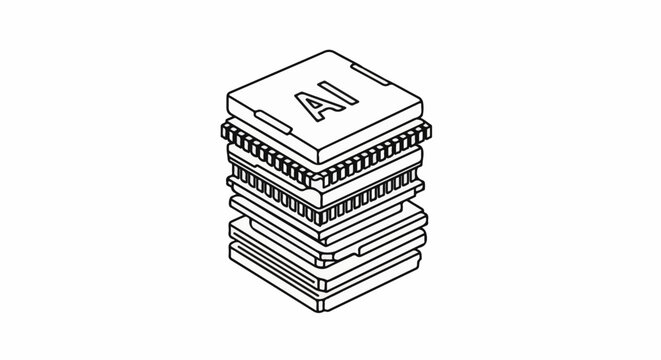 Stacked microchips with "AI" label on top