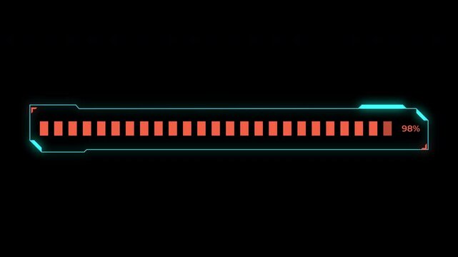 Futuristic loading progress bar with segmented indicator