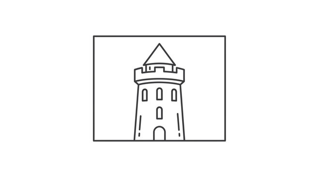 Medieval Castle Tower Icon Outline Vector Illustration