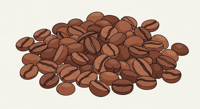 Pile of Coffee Beans on a White Surface for Brewing and Aromatic Enjoyment.