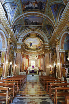 interior of the Sanctuary of Our Lady of Montallegro, built in 1558 Rapallo Italy