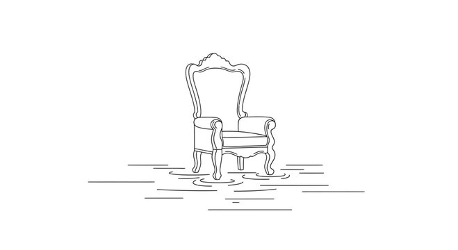 Elegant Throne Chair Floats on Water - Surreal Concept Art