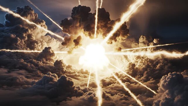 Explosion in cloudy sky emphasizing natural beauty and pristine environments