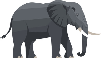 Fototapeta premium Majestic African Elephant Walking Gracefully Across a Plain, Symbolizing Wild Nature, Conservation Efforts, and Zoological Education, Realistic Illustration with Clean Lines and Subtle Gradients for W