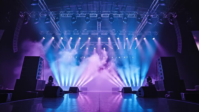 Stage setup with lights and smoke perfect for IT presentations and tech marketing