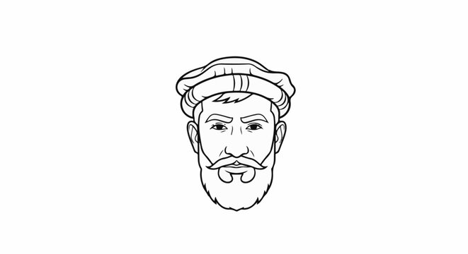 Stylized black and white portrait of a man wearing a pakol hat