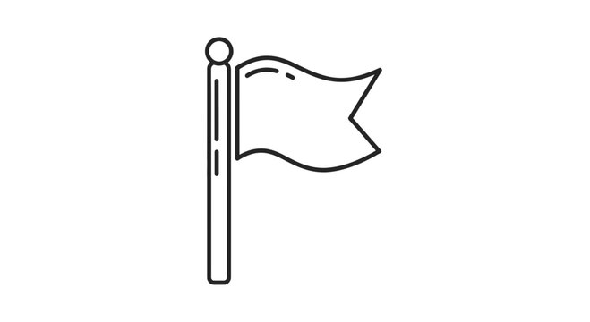 Simple Line Art Flag on Pole Icon, Minimalist Design, Vector Illustration