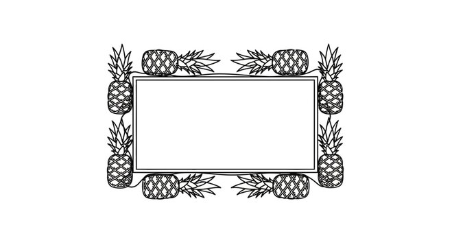 Pineapple Frame Border with Blank Space for Text - Tropical Fruit Design