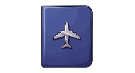 Fototapeta premium Airplane icon on a blue passport cover