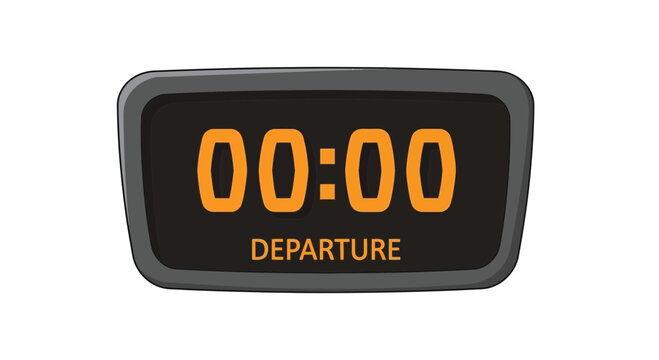 Departure time clock showing 00:00 on digital display