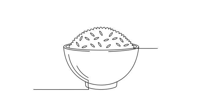 Minimalist Line Art Bowl of Rice
