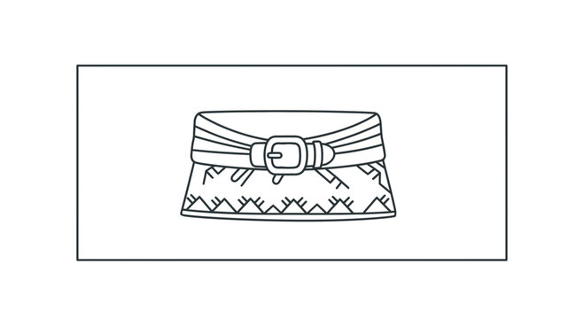 Hand-drawn illustration of a wide, decorative belt with a buckle