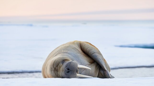 Majestic Walrus Resting on Icy Shoreline
