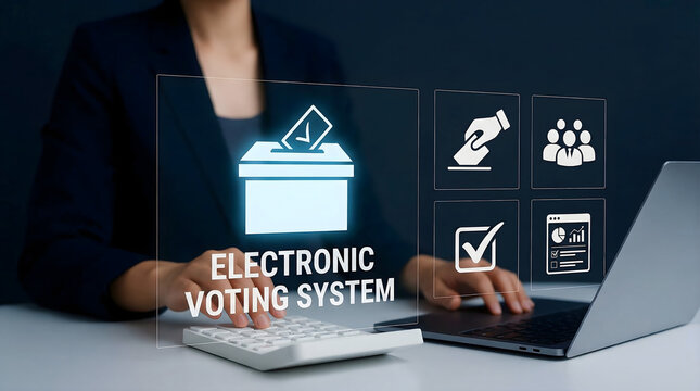 Electronic voting system interface with secure ballot, online elections and digital democracy tools