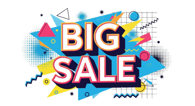 Bold text graphic design for promotional sale announcement