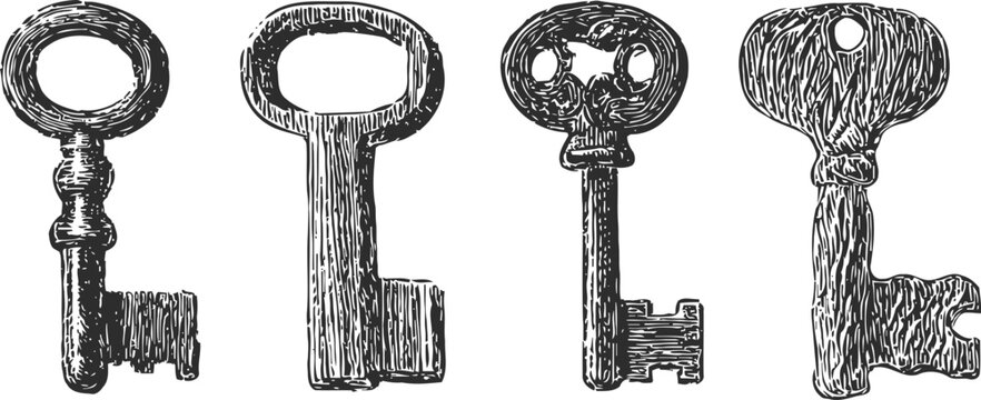 vintage antique keys collection various old metal keys with intricate designs and different shapes