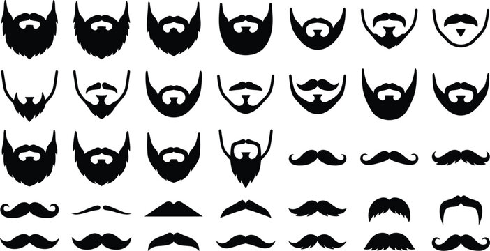 Beard and mustache styles collection for men grooming design elements