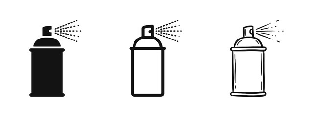 Fototapeta premium Spray Paint Can Icon Set - Aerosol Container and Graffiti Art Symbols
