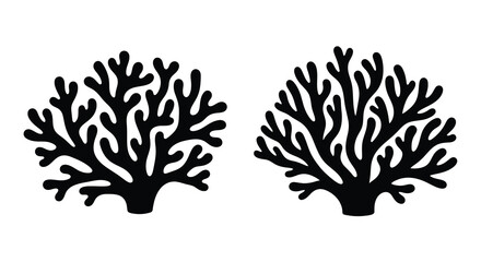 Two coral branches black silhouette on a white background © Mama