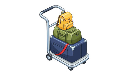 Fototapeta premium Luggage cart with stacked bags