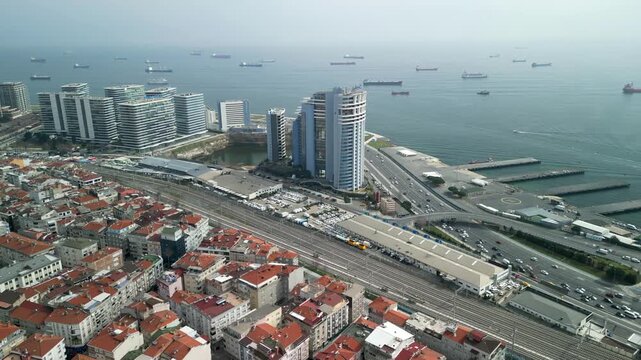 Istanbul/Turkey circa 2023: Radisson Blu Hotel Ottomare, road traffic reveal