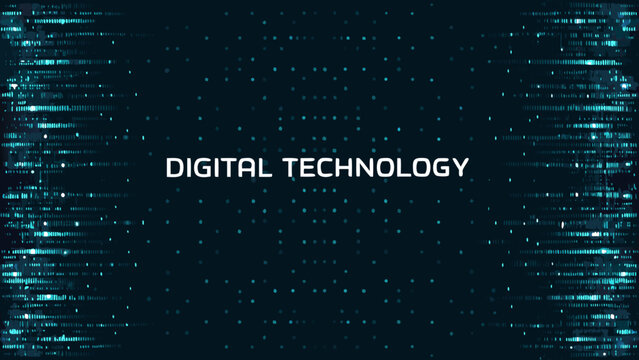 abstract digital technology background with binary code and glowing teal dots high quality professional detailed modern elegant stylish