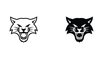 Angry wildcat head mascot logo in vector art style © Maya