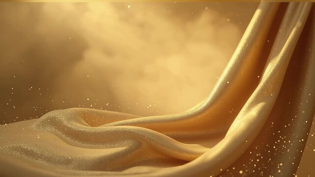 Flowing Silk Fabric with Glittering Particles in Soft Lighting