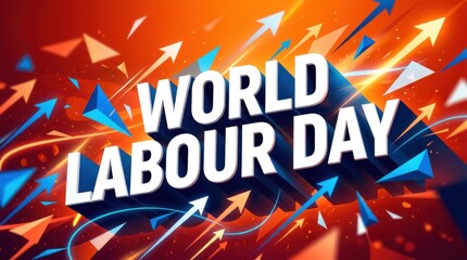 International World Labour Day Background with Blue and Orange Slant