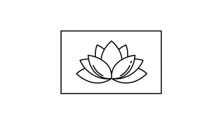 Fototapeta premium Minimalist Lotus Flower Icon, Simple Outline Drawing, Zen Symbol, Vector Art