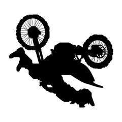Naklejka premium Inverted Freestyle Motocross Whip Silhouette, FMX Rider Mid-Air Flip Action