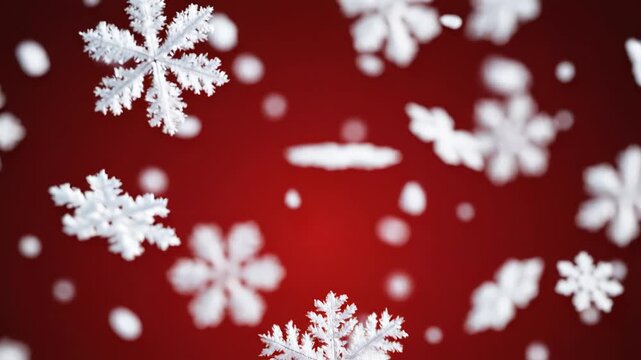 Snowflakes against red background symbolizing conceptual art and dynamic energy