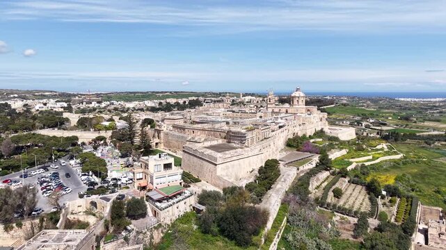 Drone view at the historic town of Mdina on Malta