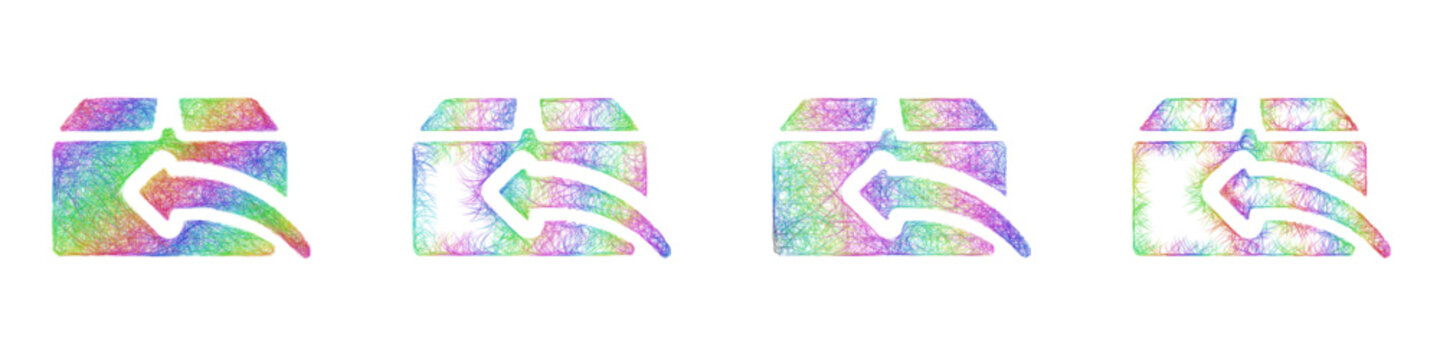 Multicolor sketch return item icon design set