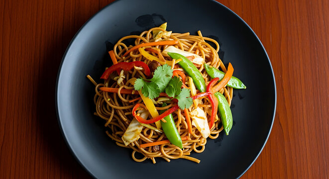 Vegetable Hakka Noodles With Fresh Stir Fried Veggies